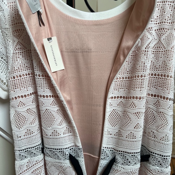 Anthropologie HD in Paris Coquette Off White Crochet Dress with Black Bow - Picture 5 of 8